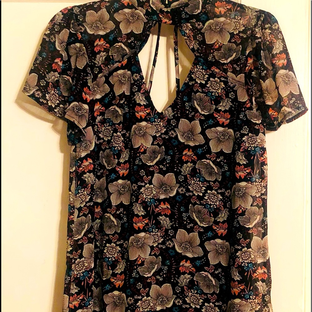 Black, floral mini dress
